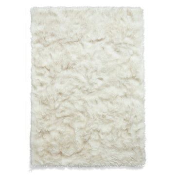 Polar Plush Plain Super Soft Fluffy Faux Fur Feel Textured Ultra Fine Yarn Acrylic Hand-Tufted Wispy Long Strand Shaggy White/Grey Rug-Think Rugs-Rug Love - The Most Loved Rug Store